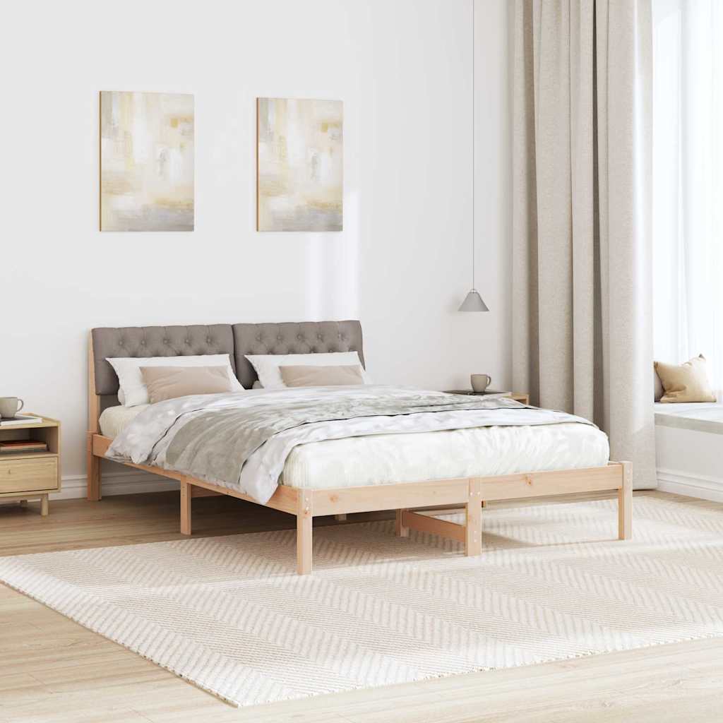 Ágykeret fejtámlával Barna és taupe 140 x 200 cm Tömör fenyőfa