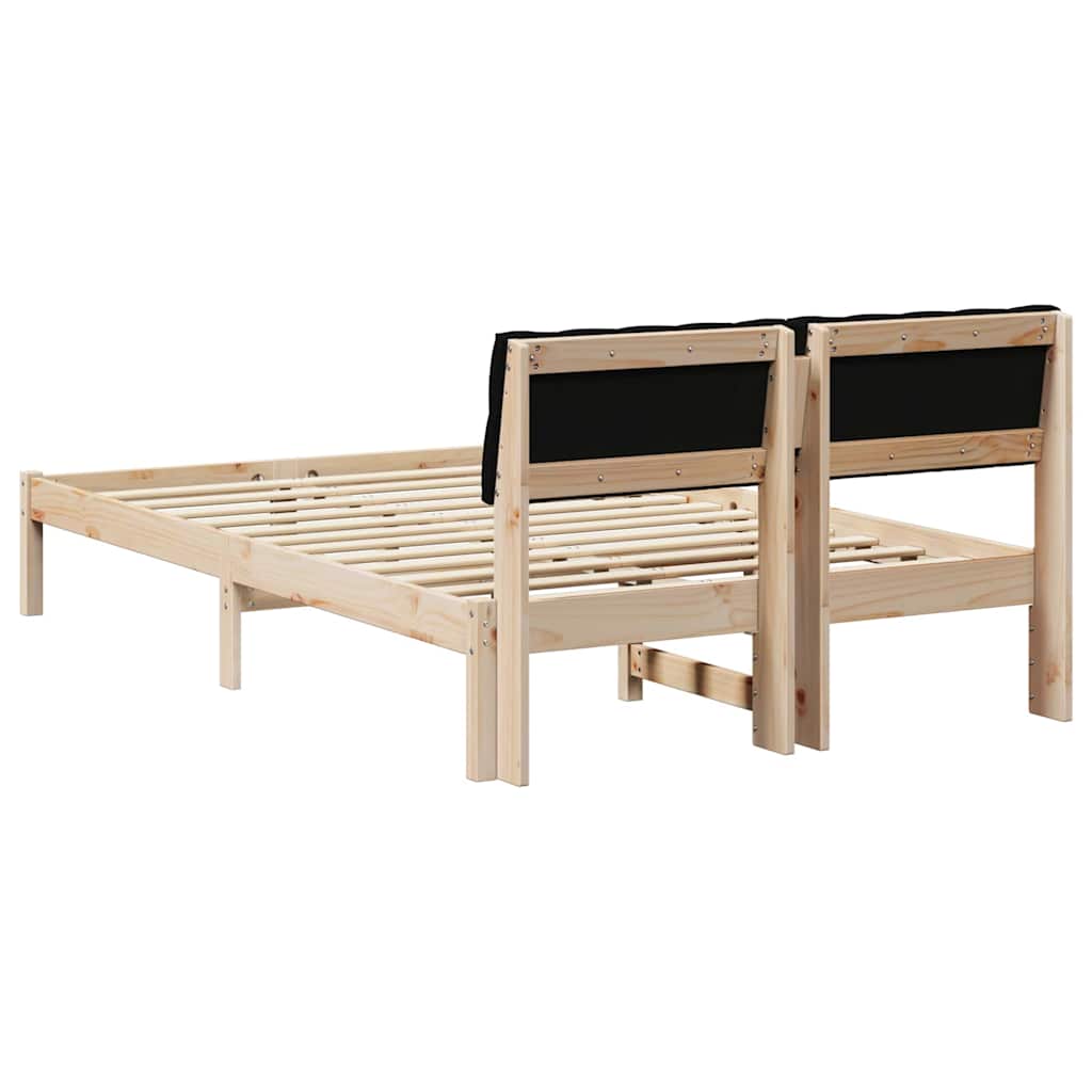 Ágykeret fejtámlával Barna és fekete 120 x 200 cm Tömör fenyőfa