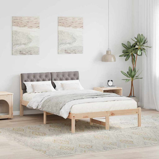 Ágykeret fejtámlával Barna és taupe 120 x 200 cm Tömör fenyőfa