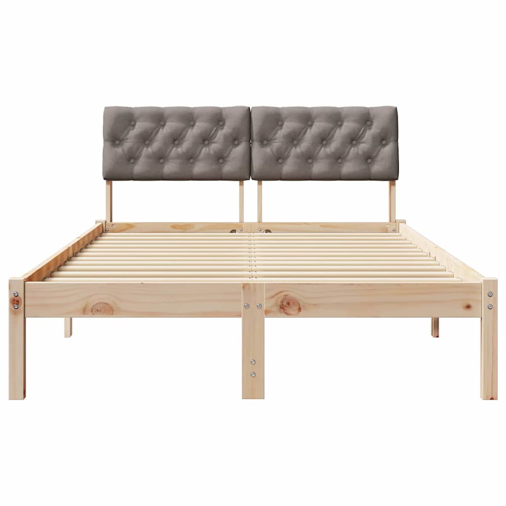 Ágykeret fejtámlával Barna és taupe 120 x 200 cm Tömör fenyőfa