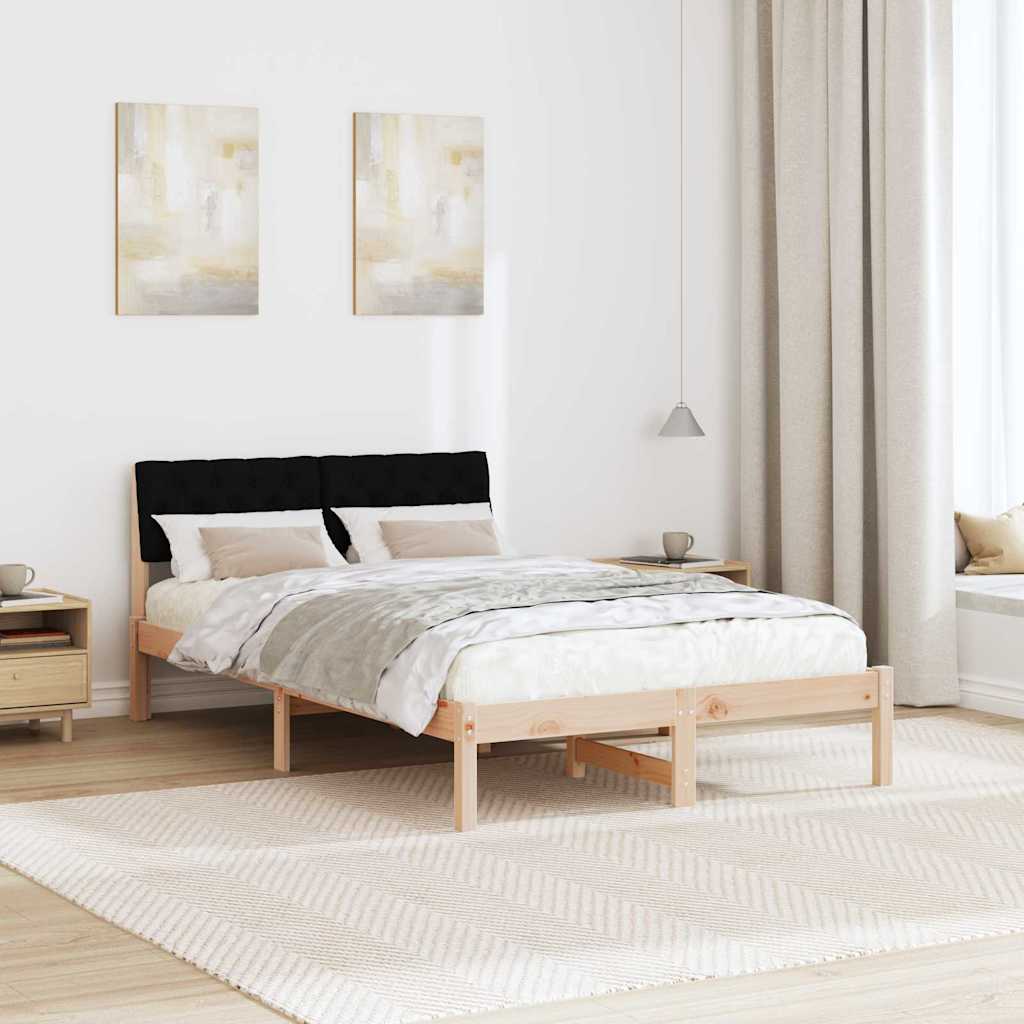 Ágykeret fejtámlával Barna és fekete 120 x 190 cm Tömör fenyőfa