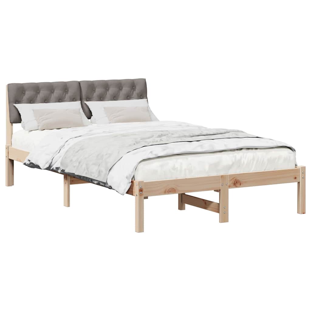 Ágykeret fejtámlával Barna és taupe 120 x 190 cm Tömör fenyőfa