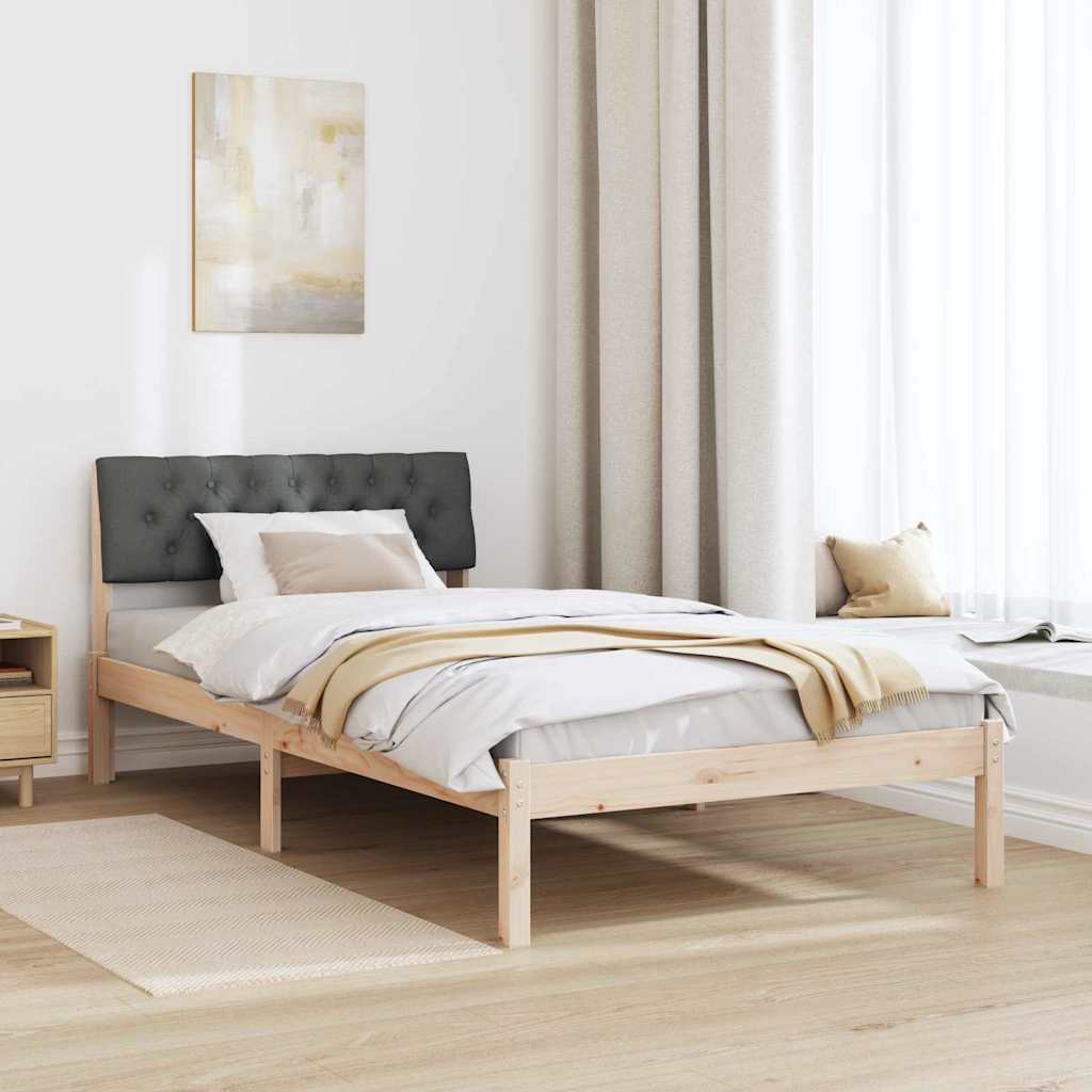 Ágykeret barna és sötétszürke 100 x 200 cm Tömör fenyőfa