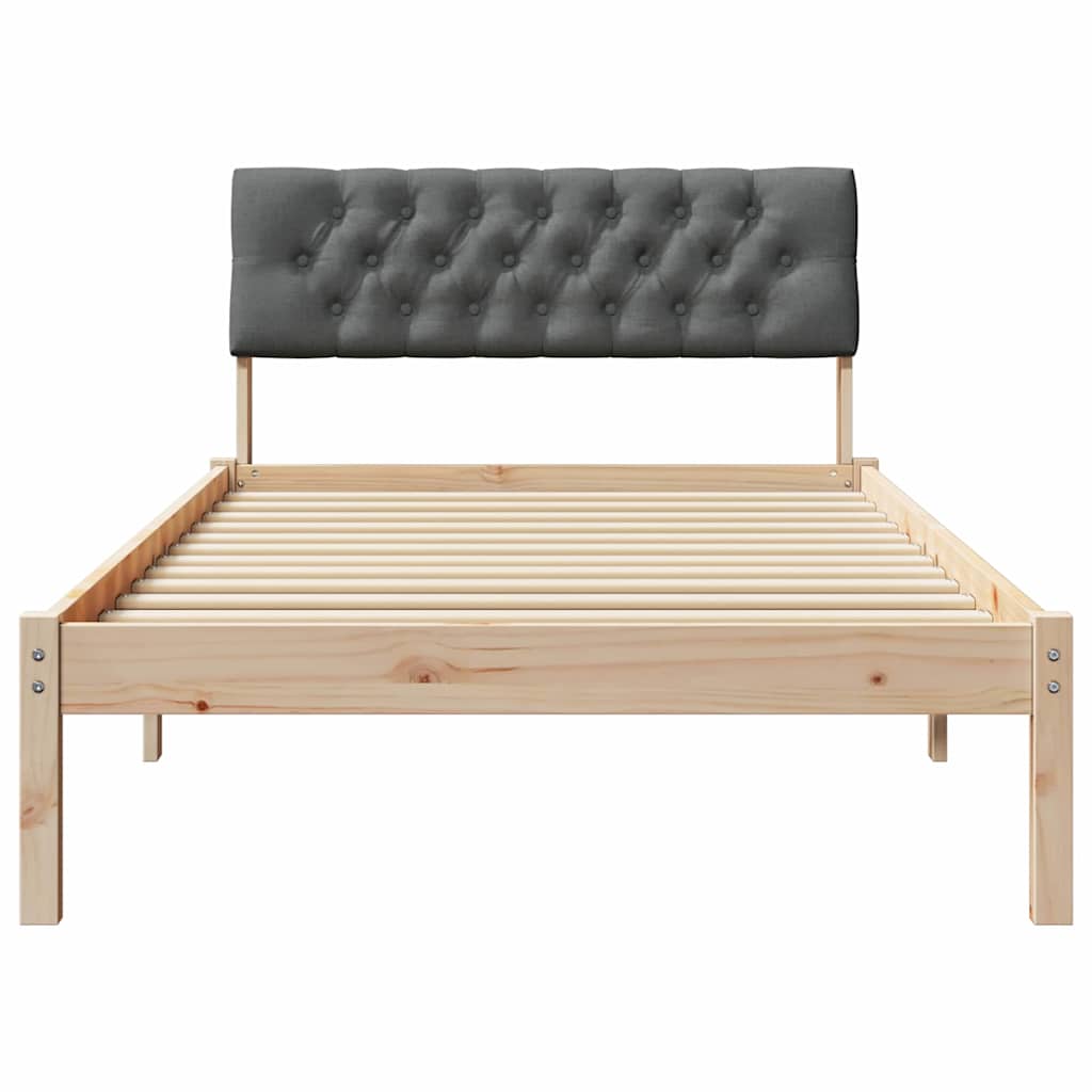 Ágykeret barna és sötétszürke 100 x 200 cm Tömör fenyőfa