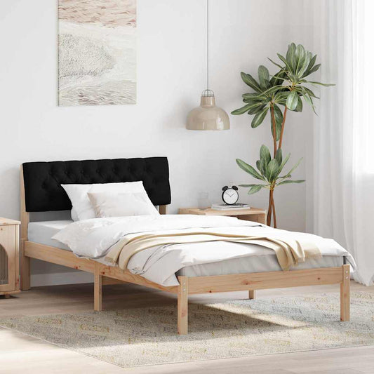 Ágykeret fejtámlával Barna és fekete 100 x 200 cm Tömör fenyőfa