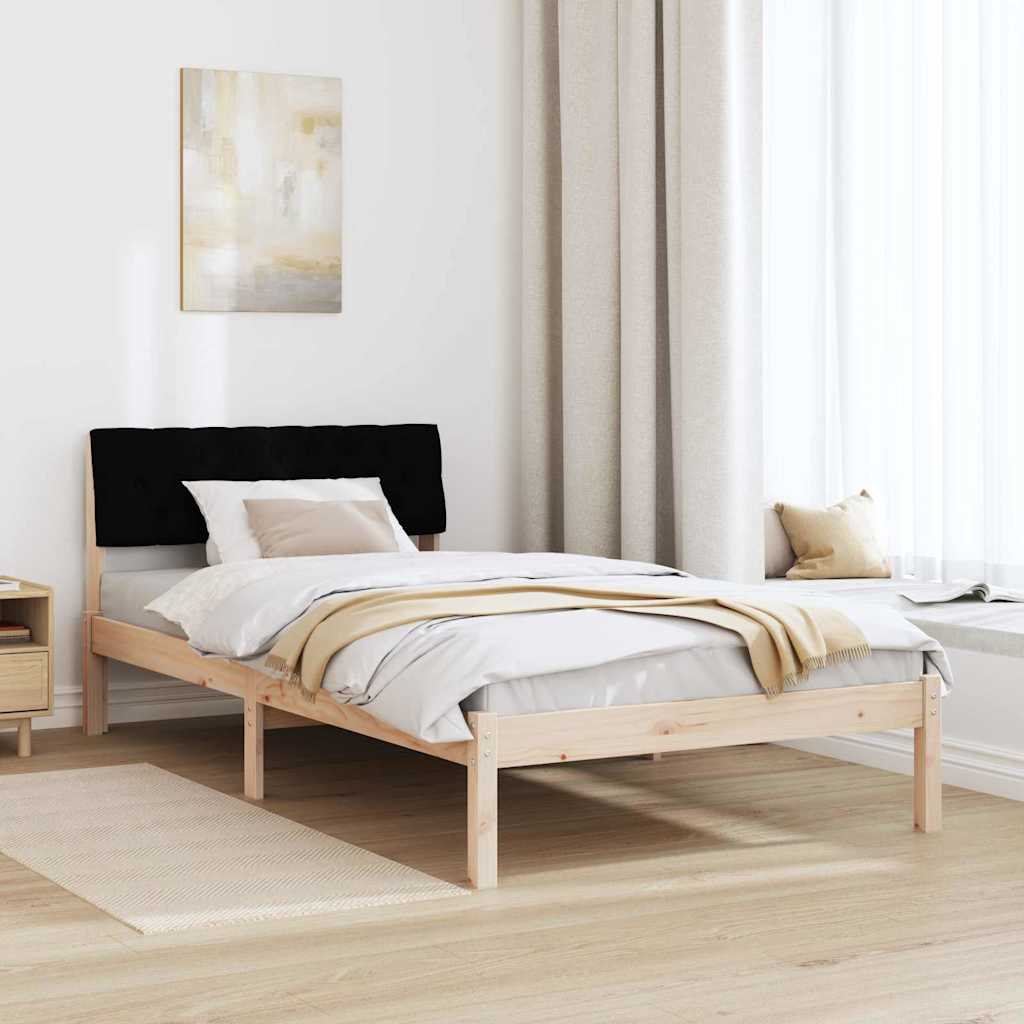 Ágykeret fejtámlával Barna és fekete 100 x 200 cm Tömör fenyőfa