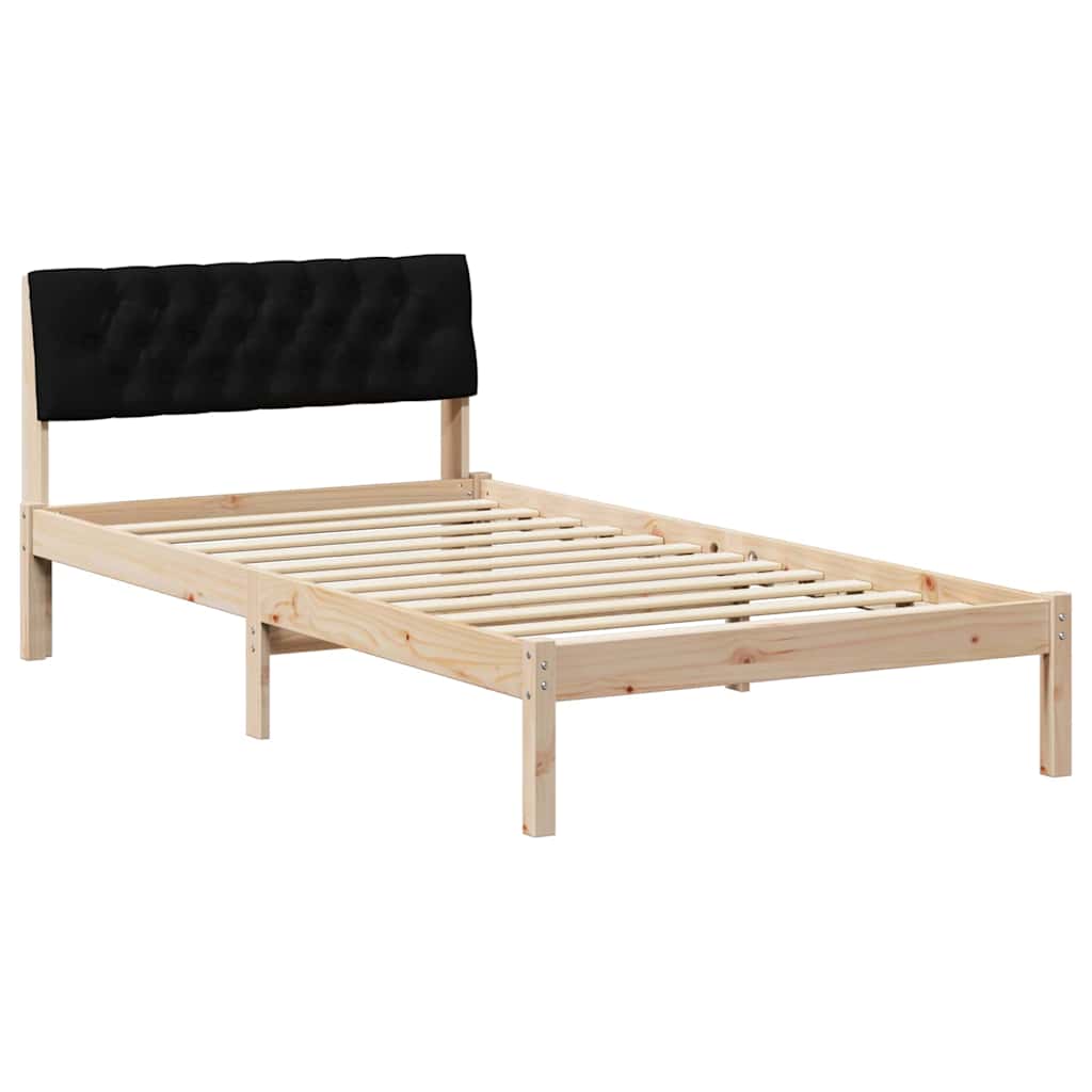 Ágykeret fejtámlával Barna és fekete 100 x 200 cm Tömör fenyőfa