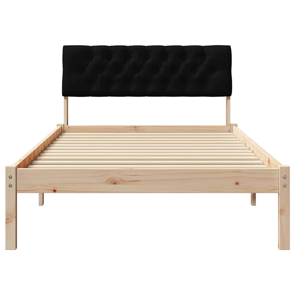 Ágykeret fejtámlával Barna és fekete 100 x 200 cm Tömör fenyőfa