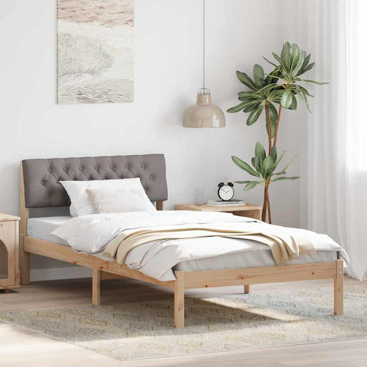 Ágykeret fejtámlával Barna és taupe 100 x 200 cm Tömör fenyőfa
