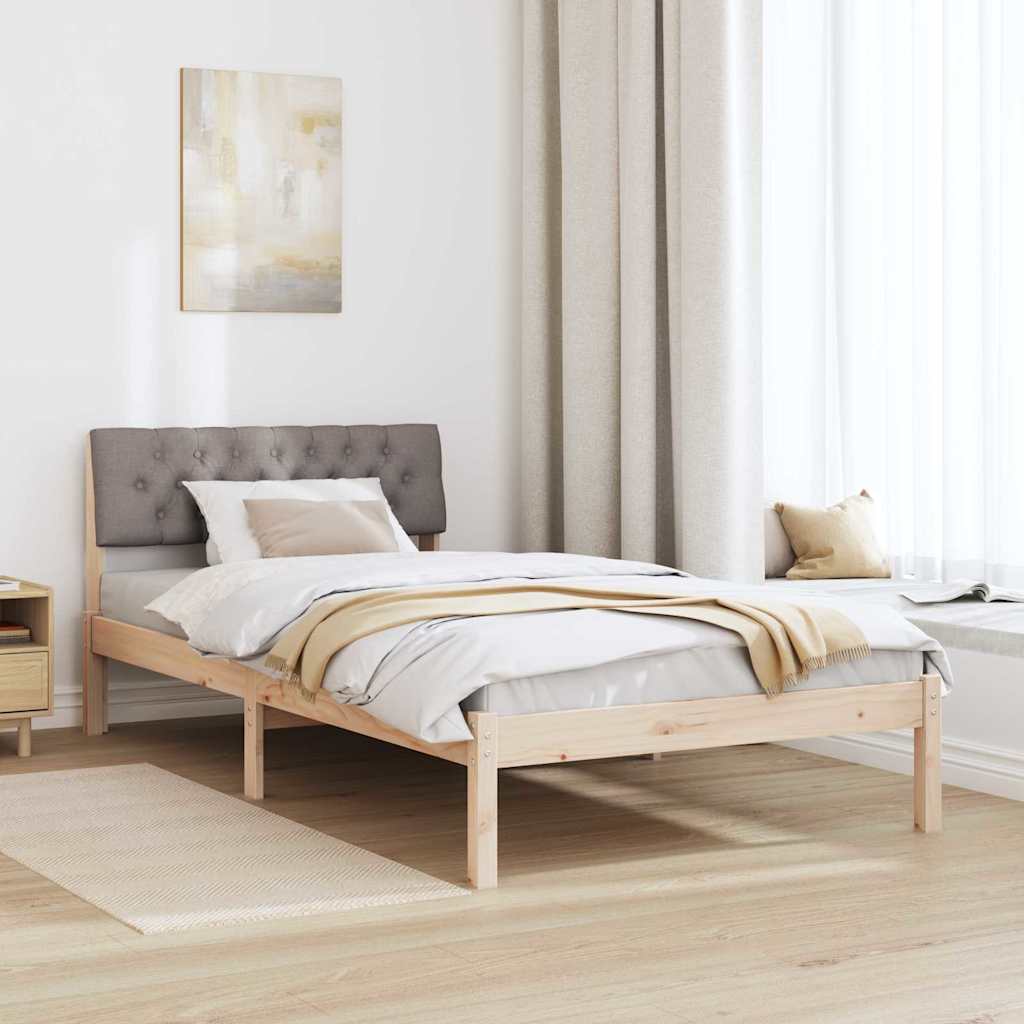 Ágykeret fejtámlával Barna és taupe 100 x 200 cm Tömör fenyőfa