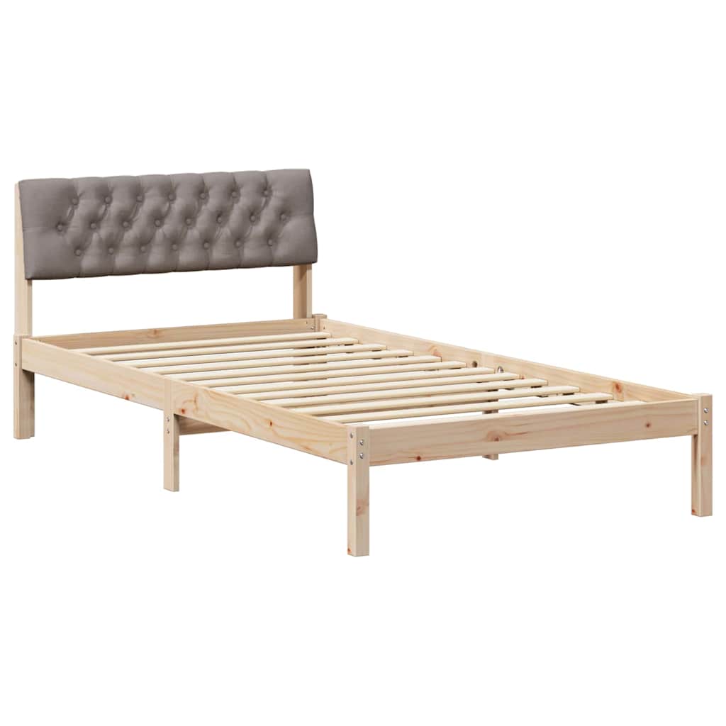 Ágykeret fejtámlával Barna és taupe 100 x 200 cm Tömör fenyőfa