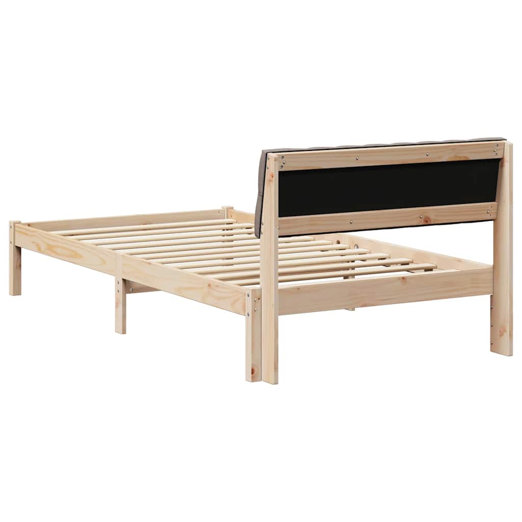 Ágykeret fejtámlával Barna és taupe 100 x 200 cm Tömör fenyőfa