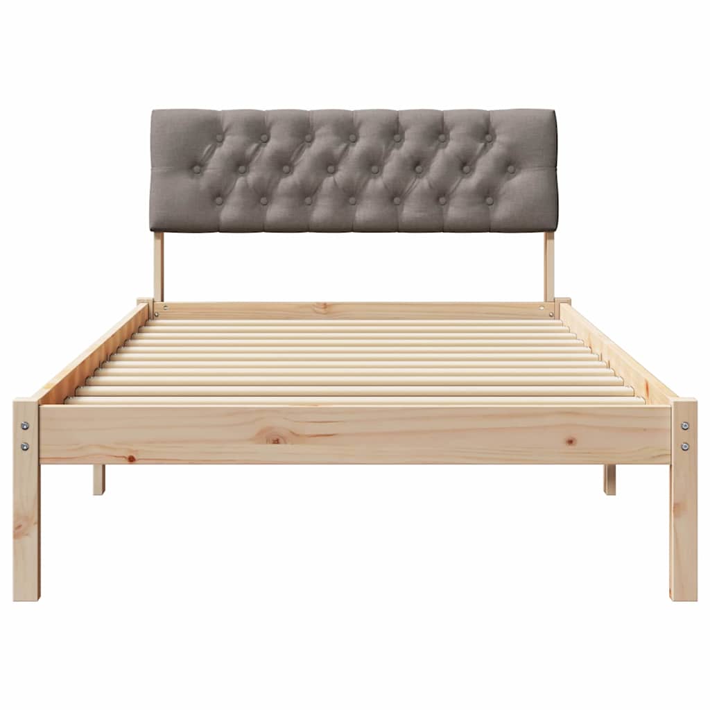 Ágykeret fejtámlával Barna és taupe 100 x 200 cm Tömör fenyőfa