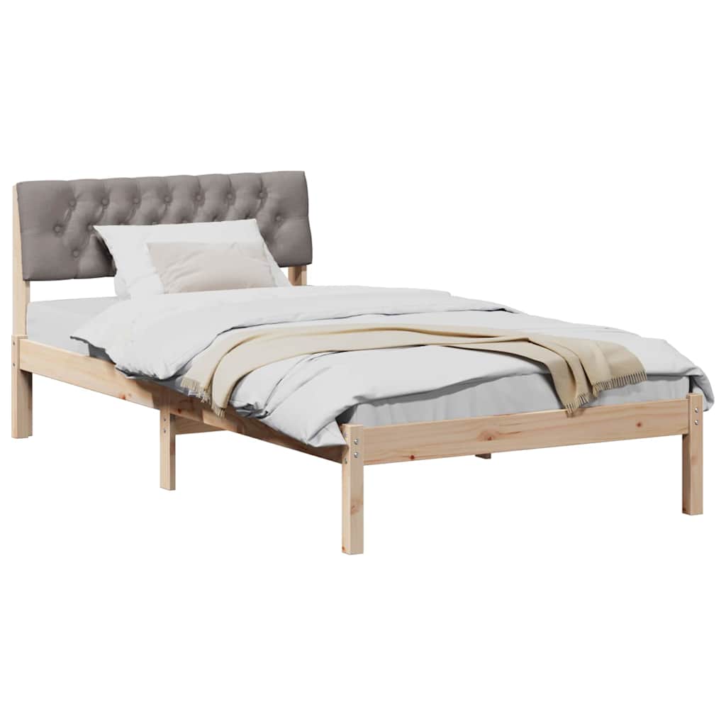 Ágykeret fejtámlával Barna és taupe 100 x 200 cm Tömör fenyőfa