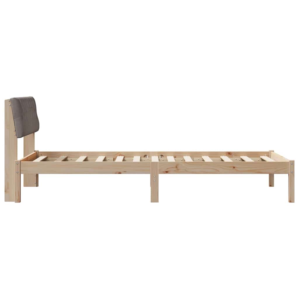 Ágykeret fejtámlával Barna és taupe 100 x 200 cm Tömör fenyőfa