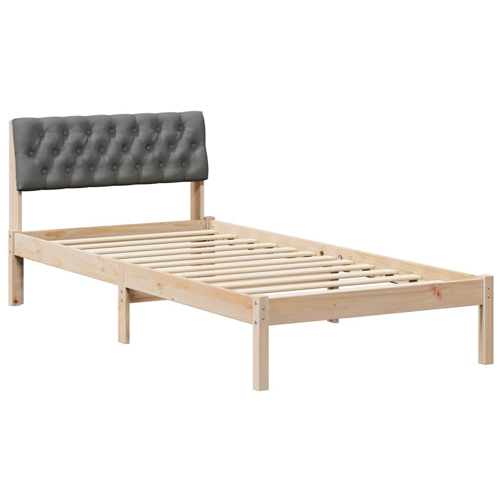 Ágykeret barna és sötétszürke 90 x 200 cm Tömör fenyőfa