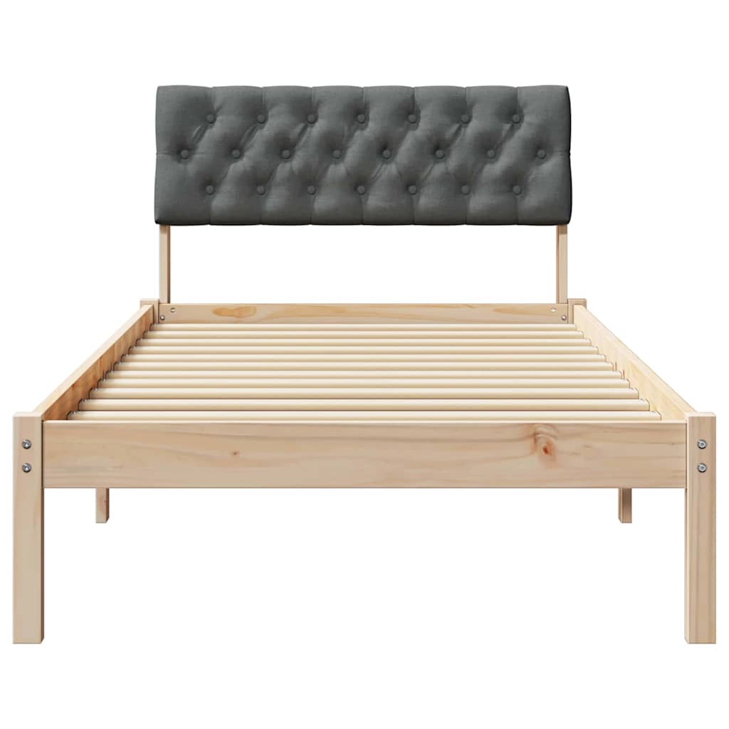 Ágykeret barna és sötétszürke 90 x 200 cm Tömör fenyőfa