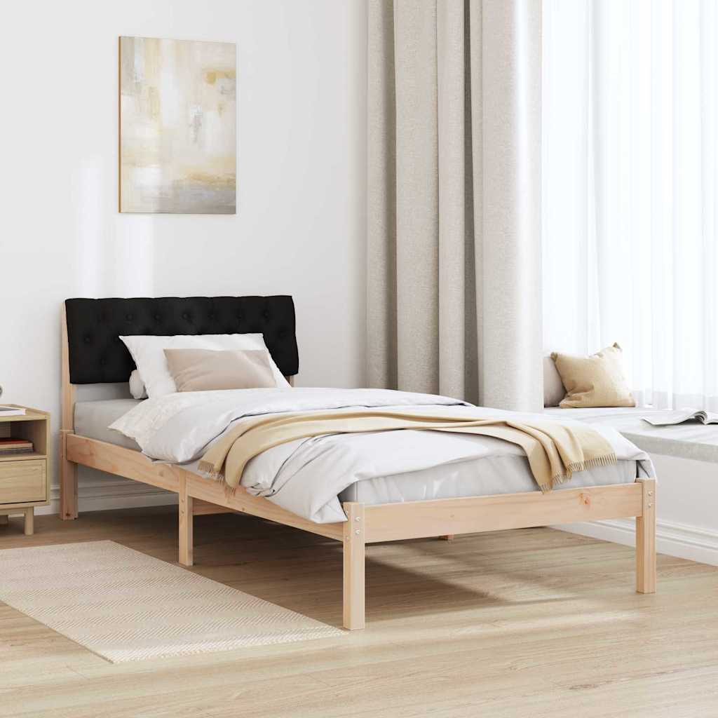 Ágykeret fejtámlával Barna és fekete 90 x 200 cm Tömör fenyőfa