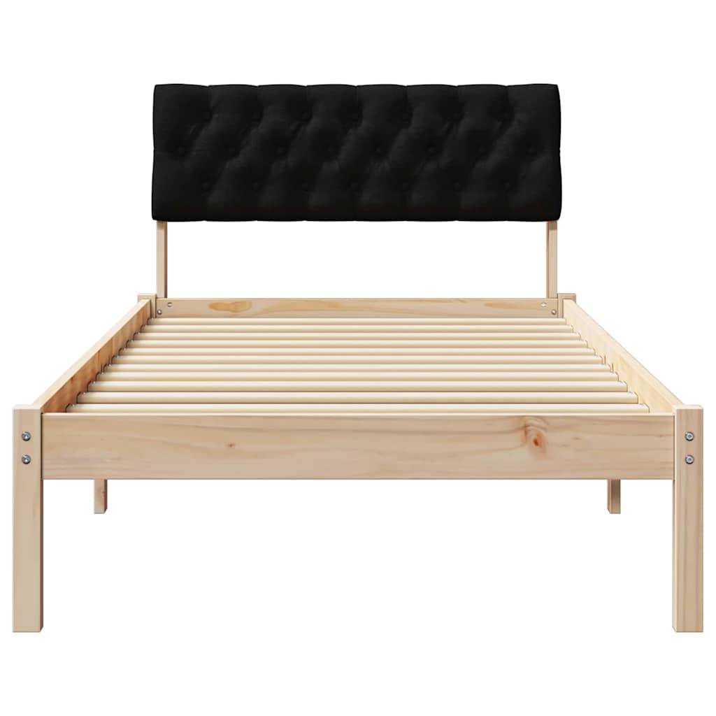 Ágykeret fejtámlával Barna és fekete 90 x 200 cm Tömör fenyőfa