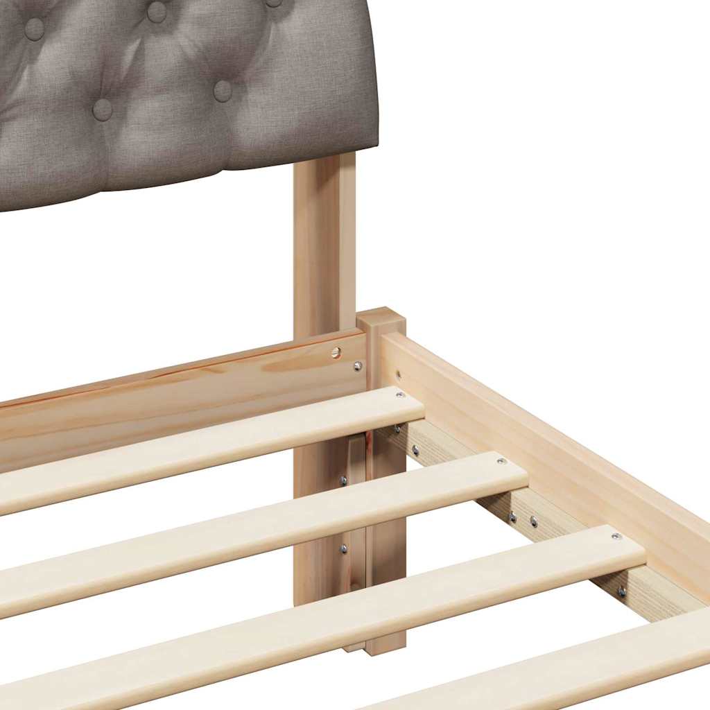 Ágykeret fejtámlával Barna és taupe 90 x 200 cm Tömör fenyőfa