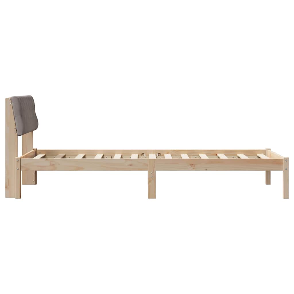 Ágykeret fejtámlával Barna és taupe 90 x 200 cm Tömör fenyőfa