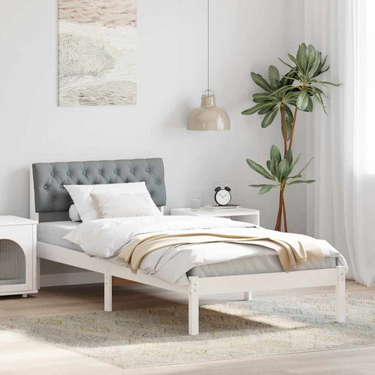 Ágykeret Fehér és világosszürke 90 x 200 cm Tömör fenyőfa