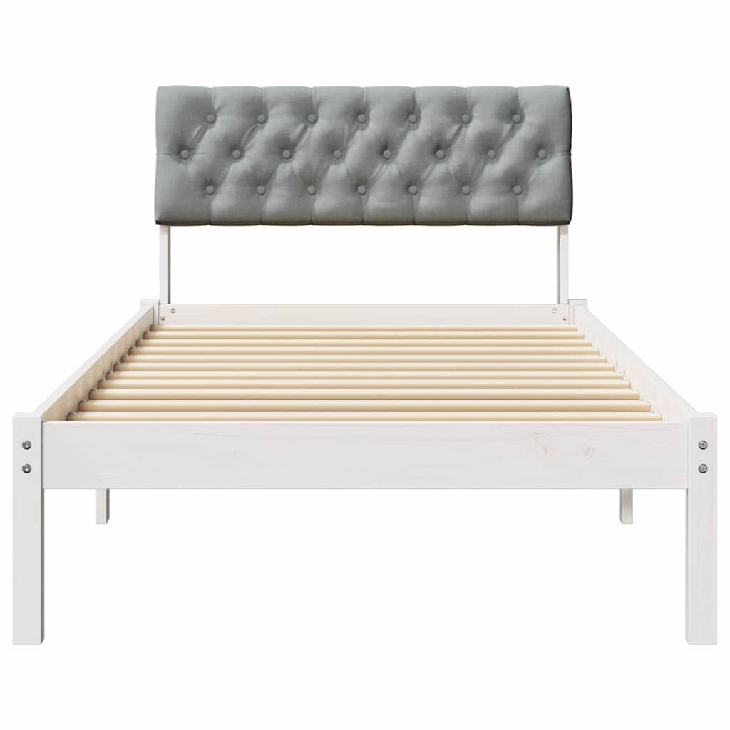 Ágykeret Fehér és világosszürke 90 x 200 cm Tömör fenyőfa