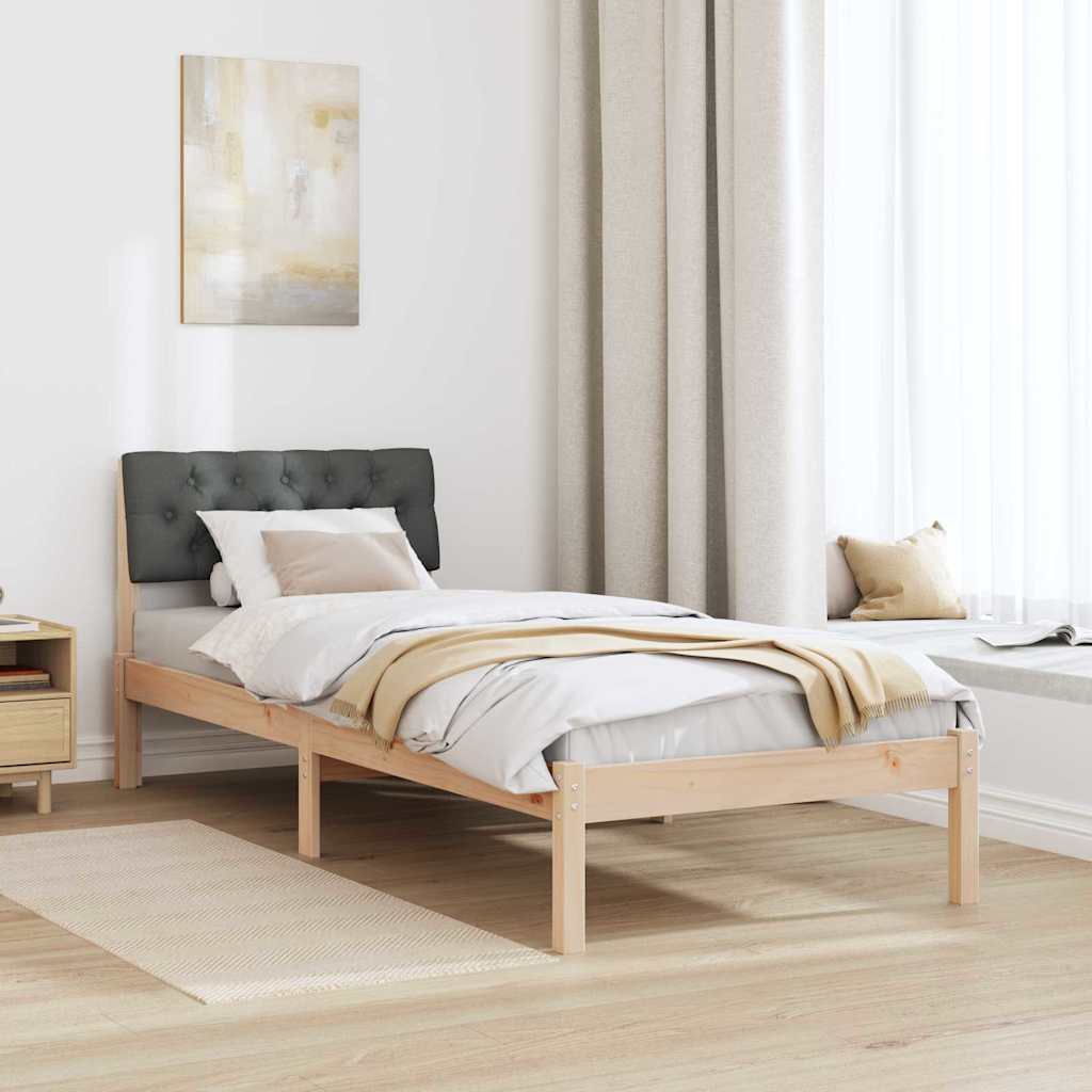 Ágykeret barna és sötétszürke 80 x 200 cm Tömör fenyőfa