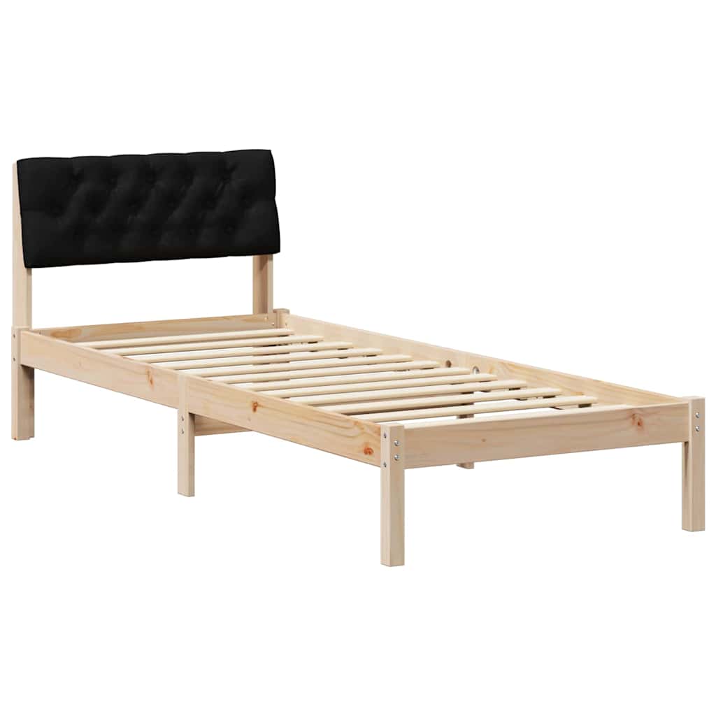 Ágykeret fejtámlával Barna és fekete 80 x 200 cm Tömör fenyőfa