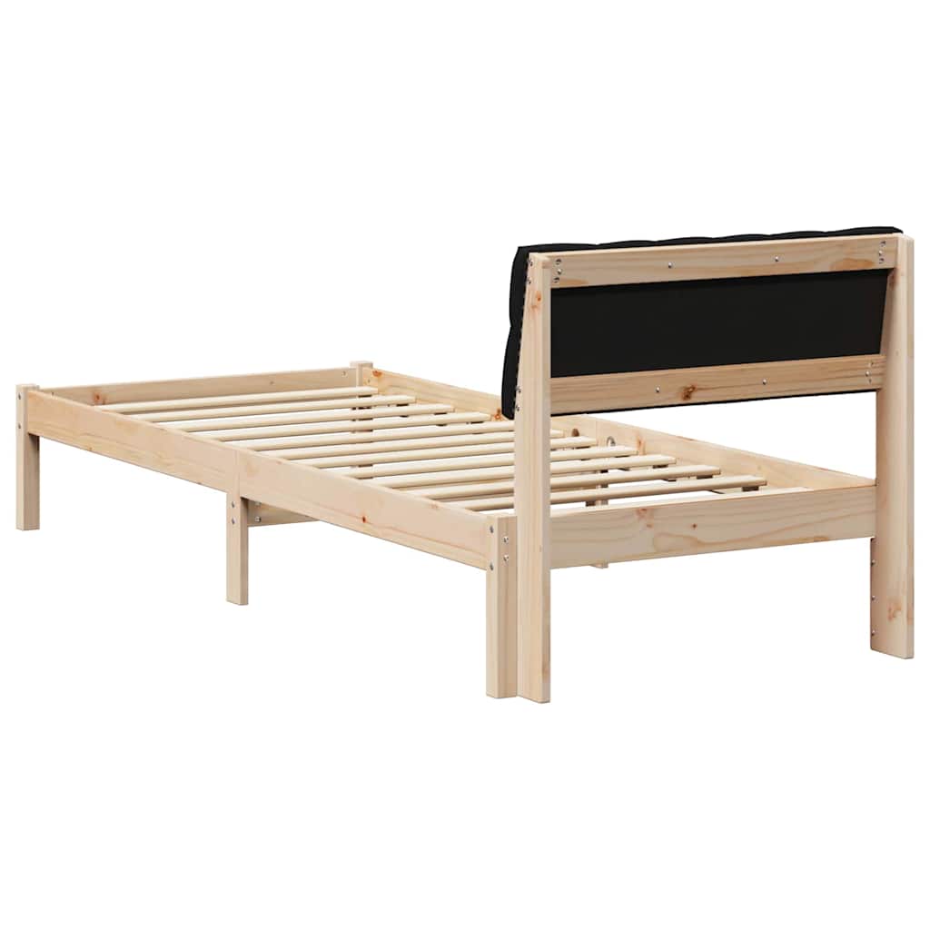 Ágykeret fejtámlával Barna és fekete 80 x 200 cm Tömör fenyőfa