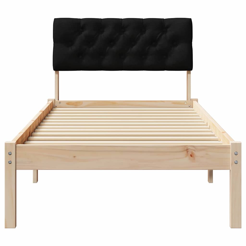Ágykeret fejtámlával Barna és fekete 80 x 200 cm Tömör fenyőfa