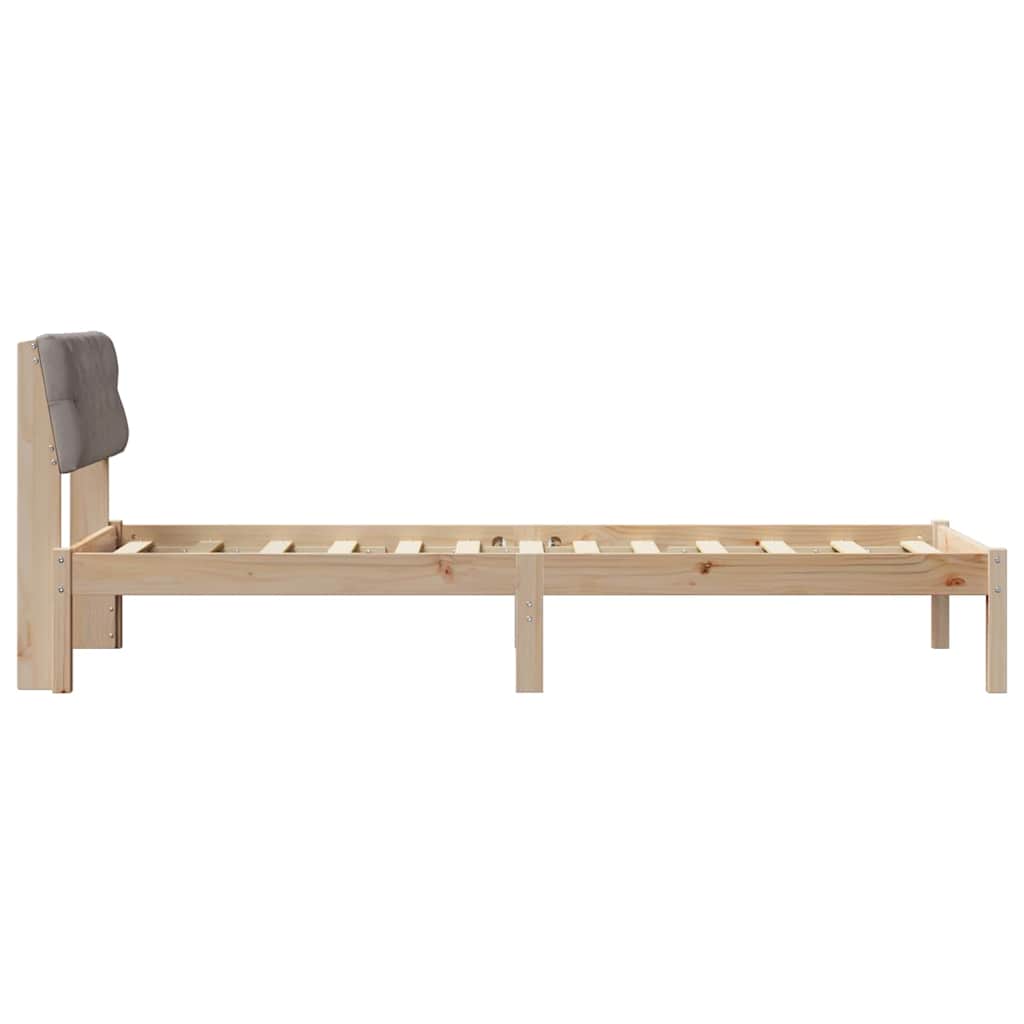 Ágykeret fejtámlával Barna és taupe 80 x 200 cm Tömör fenyőfa