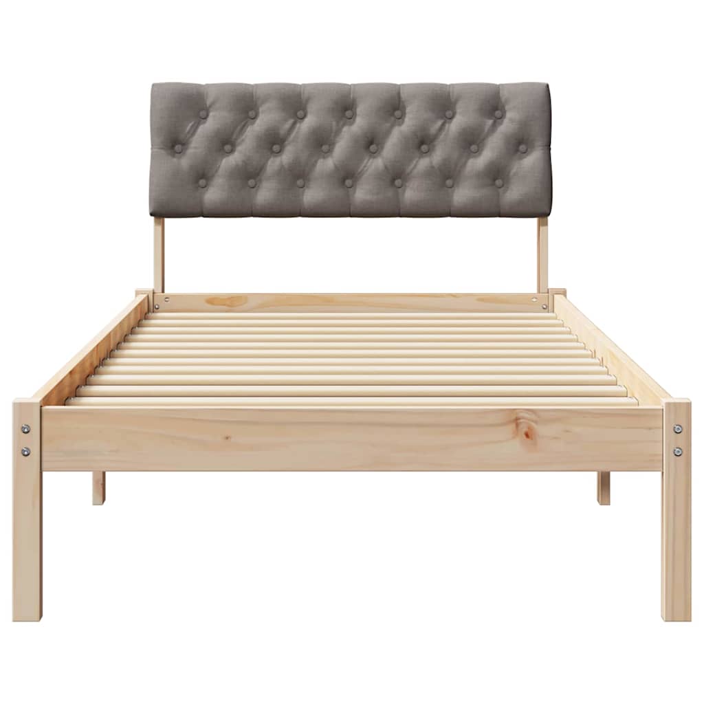 Ágykeret fejtámlával Barna és taupe 90 x 190 cm Tömör fenyőfa