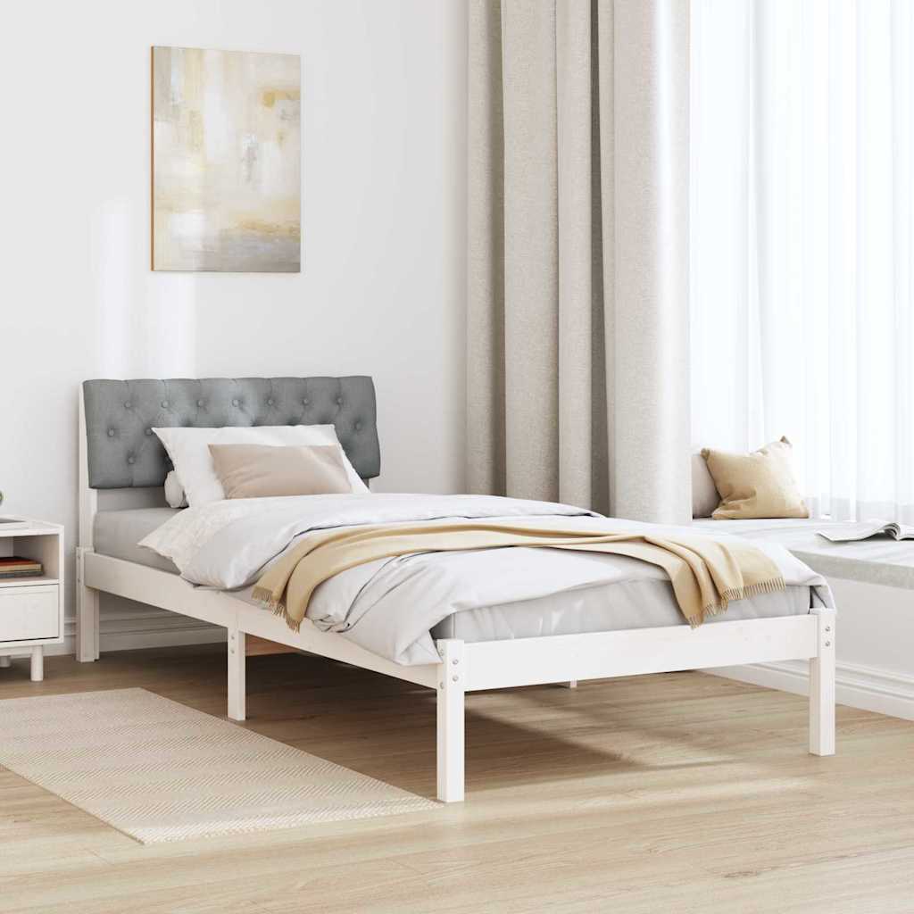 Ágykeret Fehér és világosszürke 90 x 190 cm Tömör fenyőfa