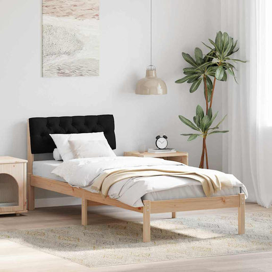 Ágykeret fejtámlával Barna és fekete 75 x 190 cm Tömör fenyőfa