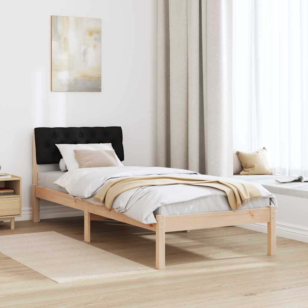 Ágykeret fejtámlával Barna és fekete 75 x 190 cm Tömör fenyőfa
