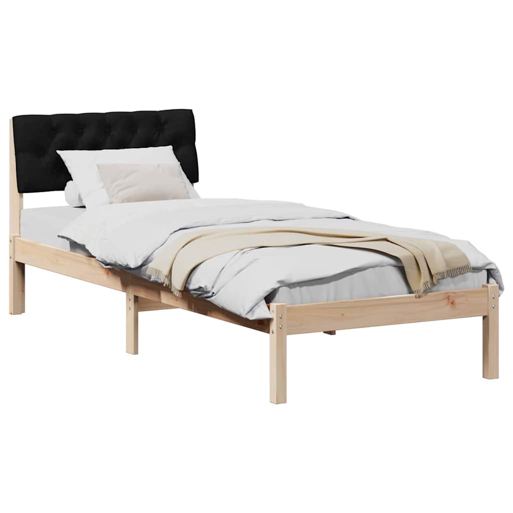 Ágykeret fejtámlával Barna és fekete 75 x 190 cm Tömör fenyőfa