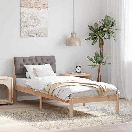 Ágykeret fejtámlával Barna és taupe 75 x 190 cm Tömör fenyőfa