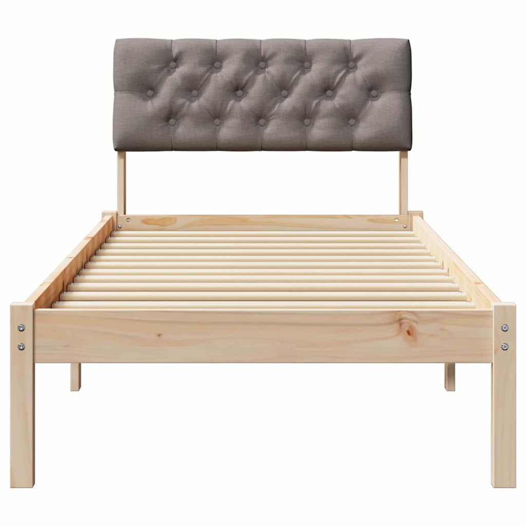 Ágykeret fejtámlával Barna és taupe 75 x 190 cm Tömör fenyőfa