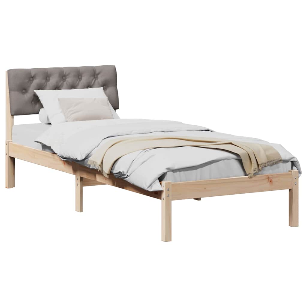 Ágykeret fejtámlával Barna és taupe 75 x 190 cm Tömör fenyőfa