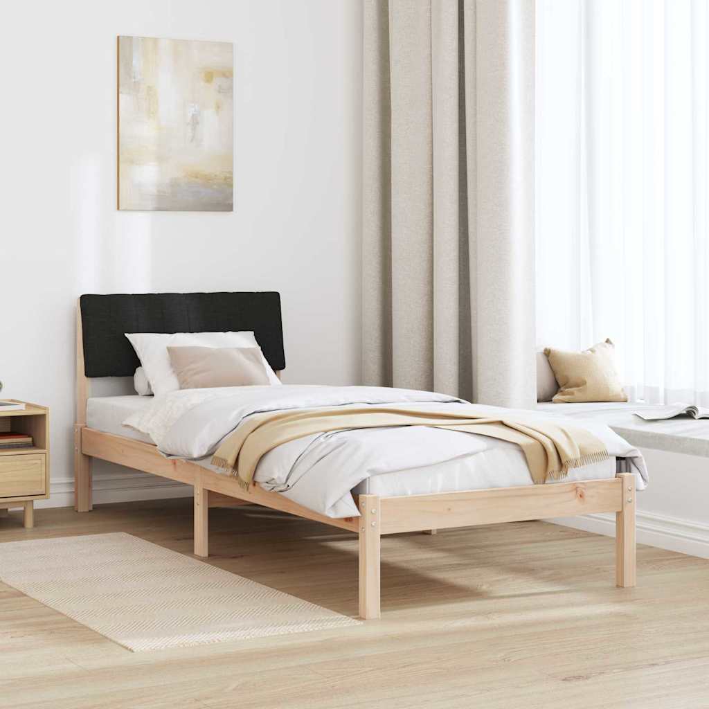Ágykeret fejtámlával Barna és fekete 75 x 190 cm Tömör fenyőfa