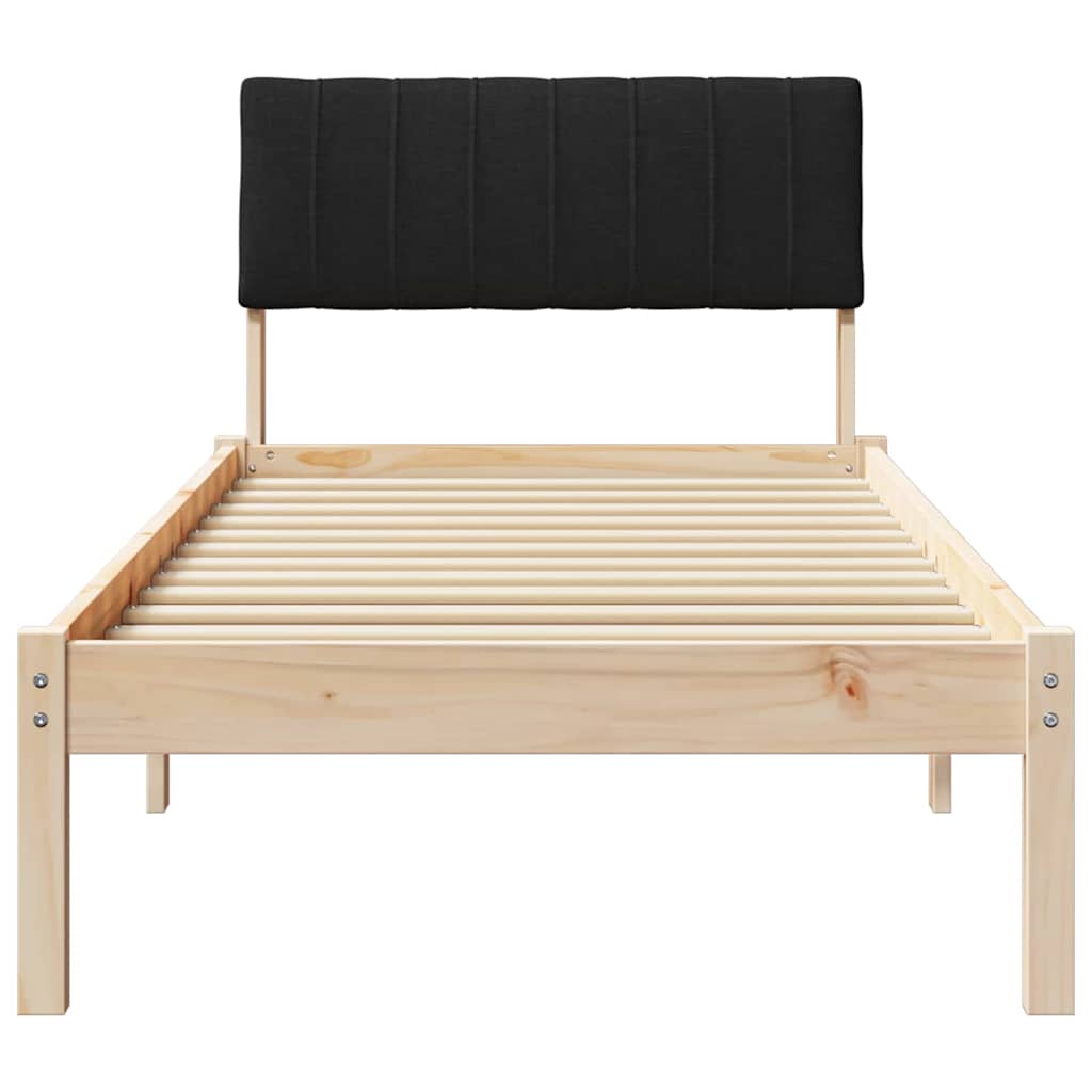 Ágykeret fejtámlával Barna és fekete 75 x 190 cm Tömör fenyőfa