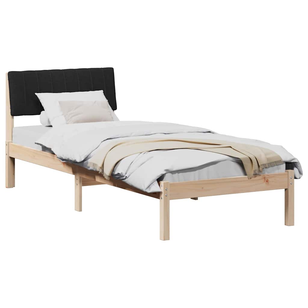 Ágykeret fejtámlával Barna és fekete 75 x 190 cm Tömör fenyőfa