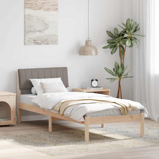 Ágykeret fejtámlával Barna és taupe 75 x 190 cm Tömör fenyőfa