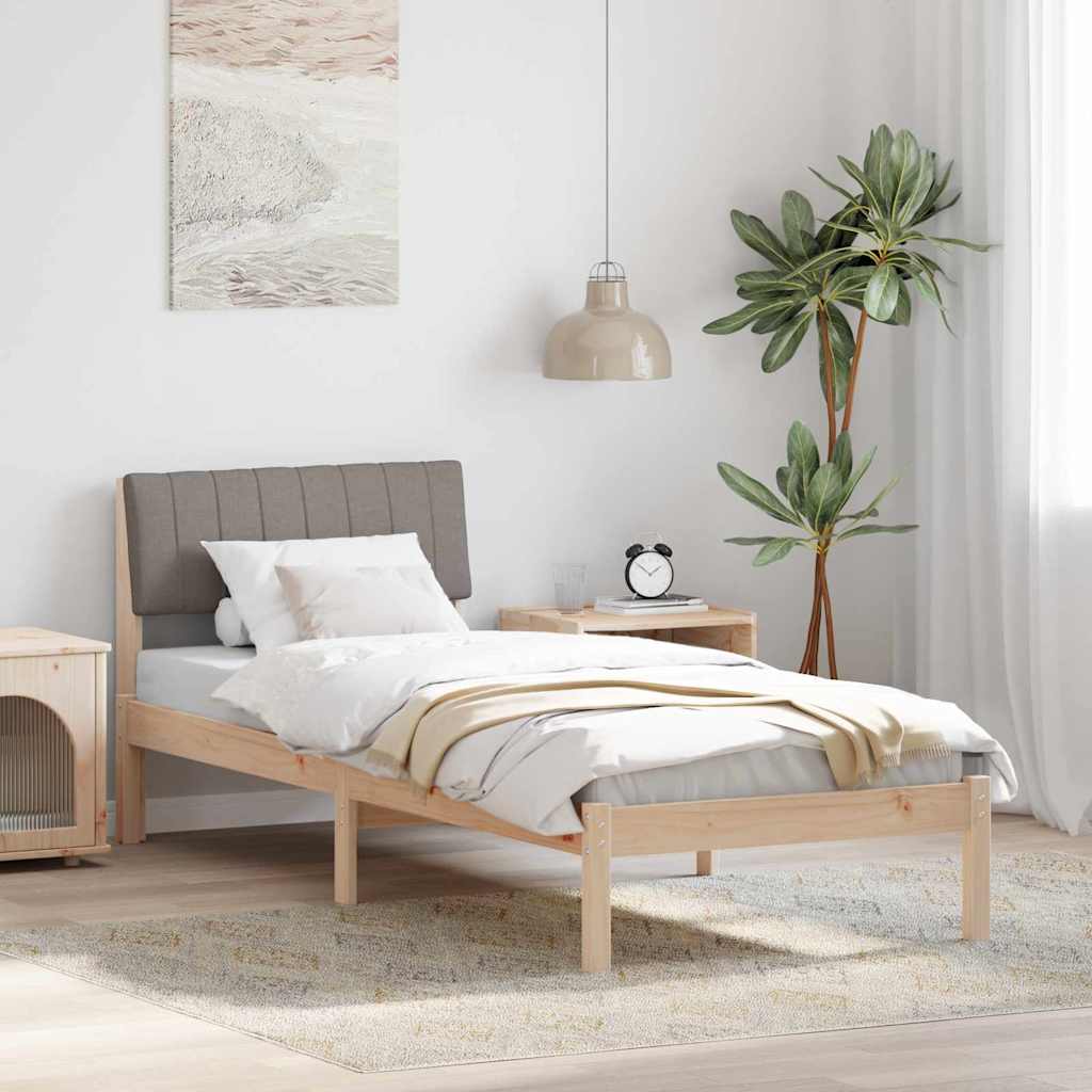 Ágykeret fejtámlával Barna és taupe 75 x 190 cm Tömör fenyőfa