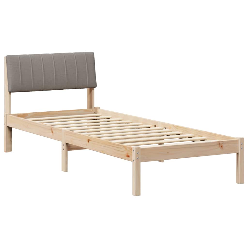 Ágykeret fejtámlával Barna és taupe 75 x 190 cm Tömör fenyőfa