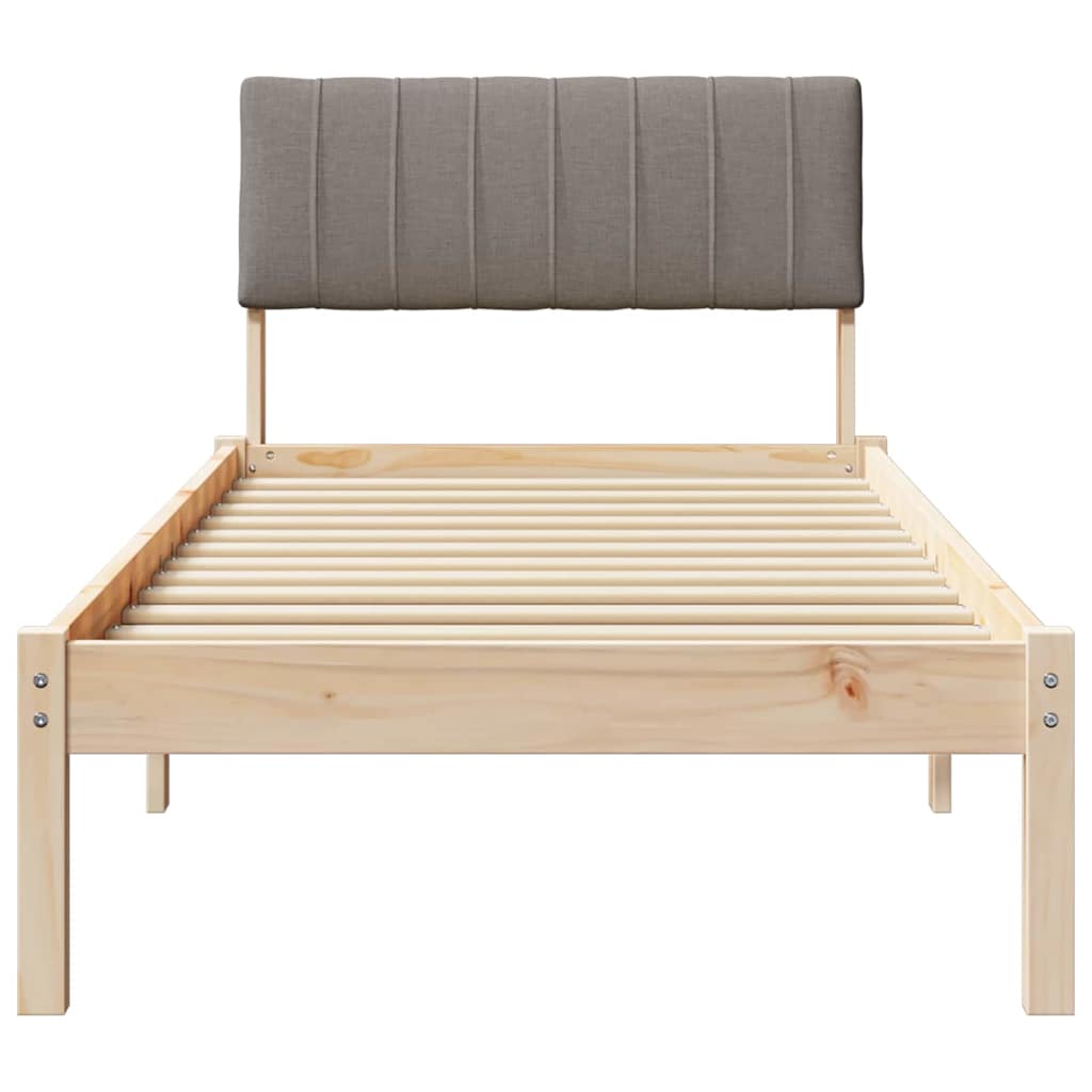 Ágykeret fejtámlával Barna és taupe 75 x 190 cm Tömör fenyőfa