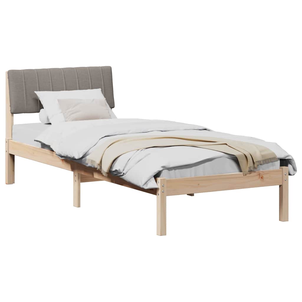 Ágykeret fejtámlával Barna és taupe 75 x 190 cm Tömör fenyőfa
