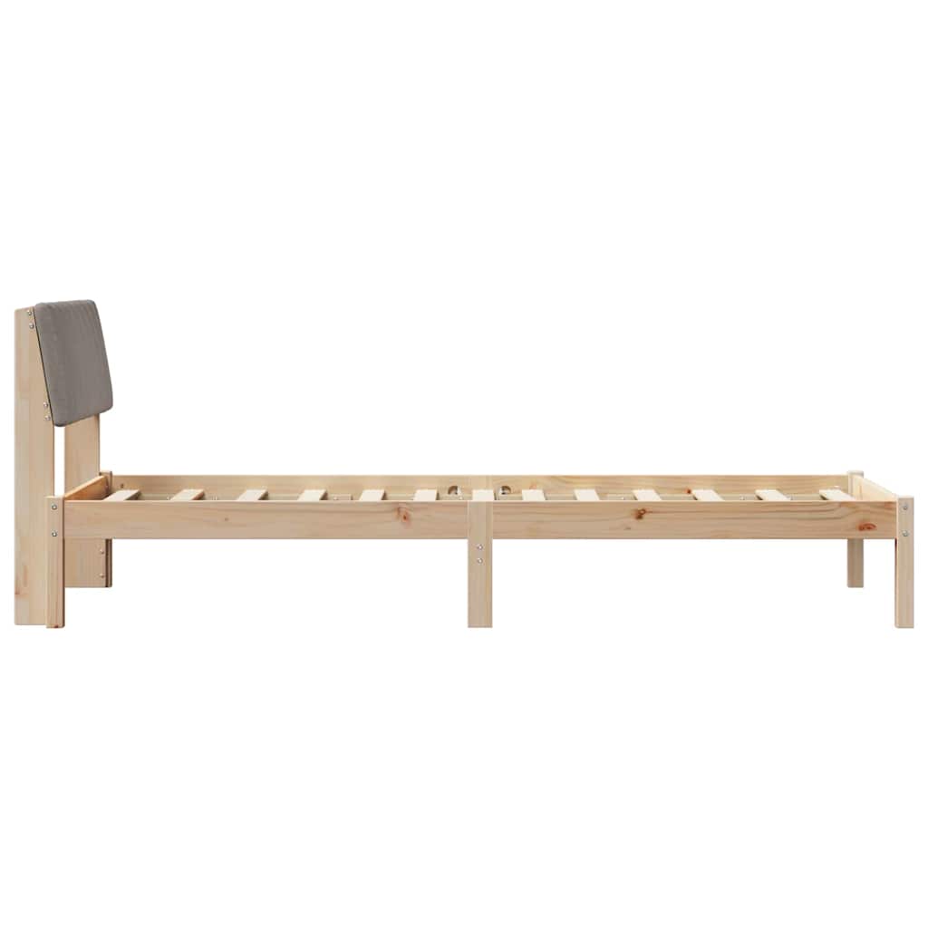 Ágykeret fejtámlával Barna és taupe 75 x 190 cm Tömör fenyőfa