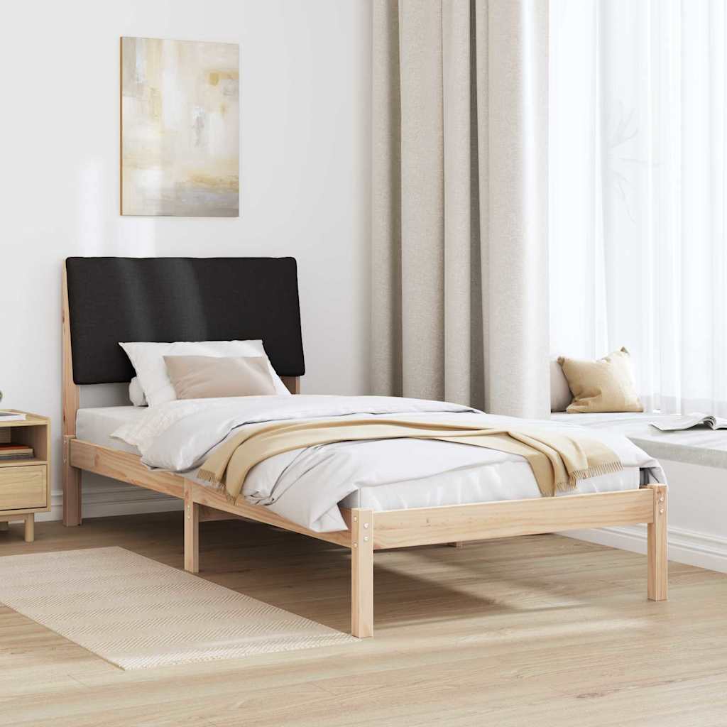 Ágykeret fejtámlával Barna és fekete 100 x 200 cm Tömör fenyőfa